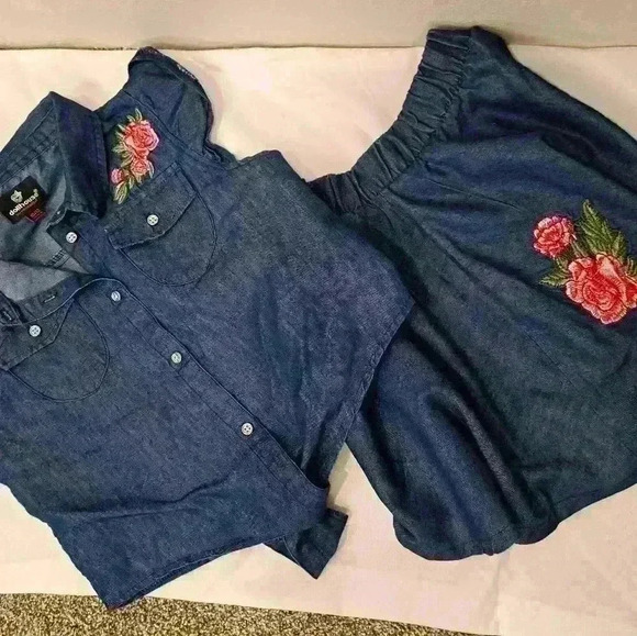 Dollhouse Other - Dollhouse Sz 12 Girls denim colored tie front top and matching shirt